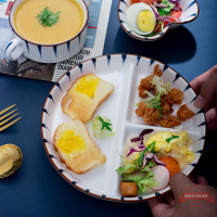 分格餐盤陶瓷三格分餐盤日式創意網紅一人食早餐盤盤子家用餐具