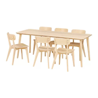 LISABO/LISABO 餐桌附6張餐椅, 實木貼皮 梣木/實木貼皮 梣木, 200 公分