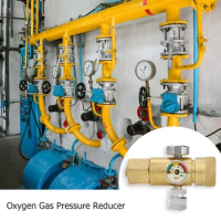 Air Compressor Pressure Regulator 0.4-25MPa Copper Oxygen Gas Pressure Reducer Air Flow Regulator Gauge Meter