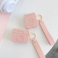 Pink Sanrio Hello Kitty Case For AirPods 3rd 1 Pro 2 Disney Marie Cat IPhone Earphone Accessories Box Soft Leather With Lanyard