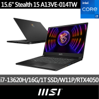 MSI 微星 15.6吋i7 RTX4050電競筆電(Stealth 15/i7-13620H/16G/1T SSD/W11P/A13VE-014TW)