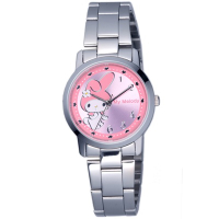 HELLO KITTY 美樂蒂愛心俏麗優質手錶-銀x粉紅/30mm