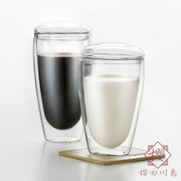 水杯女大容量雙層透明隔熱防燙手早餐牛奶杯子玻璃杯【櫻田川島】