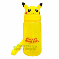小禮堂 神奇寶貝Pokémon 皮卡丘 造型吸管水壺《黃.大臉》350ml.附腕繩