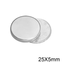 1/2/5/10/20PCS 25x5 mm Permanent Magnetic 25mmx5mm Bulk Steel Round Magnets 25x5mm Neodymium Disc Magnet 25*5 mm circular 25
