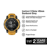 Jam Tangan Pria Garmin Instinct 3 010-02934-42 Smartwatch Solar Rugged Outdoor GPS Sunburst Band Lim