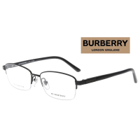 BURBERRY 巴寶莉 亞洲版 時尚鈦金屬光學眼鏡 斯文半框設計 BE1288TD 1091 深鐵灰 公司貨
