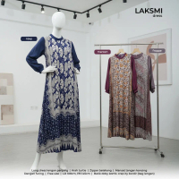 Sallaco Dress LAKSMI / Gamis Maxi Abaya Muslim Batik Doby Kombinasi Crepe Ity Bordir / Woman Fashion