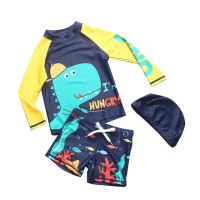 【SWIMFLOW】頑皮酷龍 男孩長袖泳衣(泳衣 兒童 泳裝 兩件式泳衣 連身泳裝 抗紫外線 男女童泳衣)