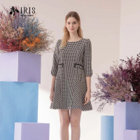 【IRIS 艾莉詩】復古千鳥格微低腰洋裝-2色(366A1)