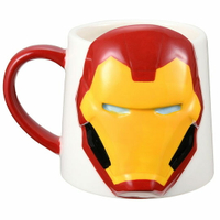 小禮堂 漫威英雄Marvel鋼鐵人 造型陶瓷馬克杯《紅白.大臉》300ml.茶杯.咖啡杯