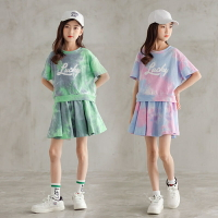 女童套裝小洋裝運動裝童裝夏季夏裝新款韓版中大童小女孩短袖短裙兩件套