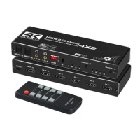 4x2 Video Adapter HDMI Switcher 4 in 2 Out 6 Port 4K HDMI Matrix Switch With Remote Premium 4K@60Hz HDMI2.0 Switcher Selector