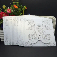 10pcs/pack Delicate 200gsm Pearl Paper Wedding Invitation Card Heart Pattern Hollow Out Carved Crafts Card for Wedding Party