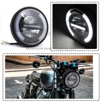 Motorcycle 7 Inch Led Headlight Universal 7" Round Head Light For Harley BMW Yamha Honda CB400 Cafe Racer faros led para moto