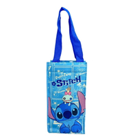 小禮堂 迪士尼 史迪奇 方形保冷水壺袋 (藍玩偶)