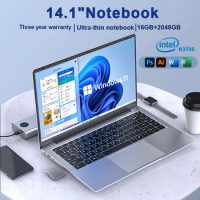 Ultra Slim Laptop 14.1" 16GB RAM 2TB SSD Intel N3700 Notebook Gamer 1920*1080 Display Office Study Computer PC Windows 11 Pro