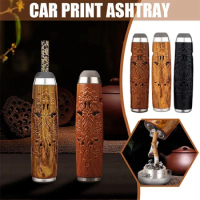 Wood Grain Relief Style Fireproof Ashtray for Car Portable Cigarette Cup Ash Holder Smoking Filter Accessorries