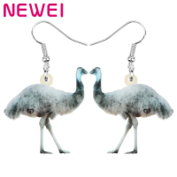 NEWEI Acrylic Australia Emu Bird Earrings Animal Drop Dangle Jewelry For Women Girl Teens Kids Charm Party Decoration Gift Bulk