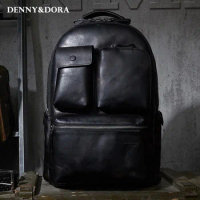 Luxury Men's Cow Leather Backpack - Leather Bag in Military Style