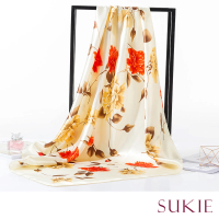 【Sukie】油畫絲巾 玫瑰絲巾/油畫玫瑰花朵90X90絲巾 大方巾(5色任選)