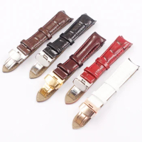 Watch Accessories Leather for Tissot kutu T035 Strap T035210 T035207A Butterfly Buckle Bright Patent Leather 18mm