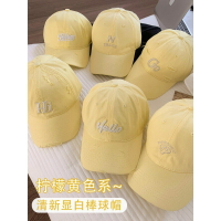 黃色棒球帽女春夏季大頭圍顯臉小加大加寬帽檐鴨舌帽韓版百搭帽子