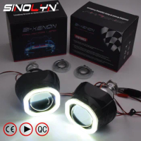 Sinolyn 2.5” Bi-xenon Projector Lenses For Headlights H4 H7 Angel Eyes Square Black Mini Projector Car Lights Car Accessories