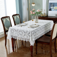 唯米9935簡約現代白色餐桌布藝臺布歐式復古蕾絲家用長方形茶幾墊