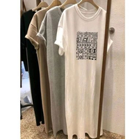 Long dress jumbo Daster kaos katun 24s Ld 125-140 muat BB 85-90+ kerah rib belahan samping dres teru