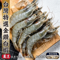 【鮮海漁村】台灣特選SGS金鑽白蝦1盒(每盒18-22尾/230g)(滿額)