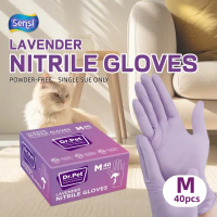 Dr.Pet Sarung Tangan Nitril Hewan 40pcs Lavender Perlindungan Aman Higienis untuk Anjing Kucing Beba