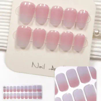 Gradient Pink Gel Nail Strips Patch Sliders Adhesive Waterproof Long Lasting Full Cover Gel Nail Stcikers UV Lamp Need