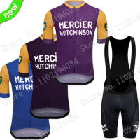 2023 Mercier Pro Team Retro Cycling Jersey Set Cycling Clothing Men Summer Road Bike Shirts Suit Bicycle Bib Shorts MTB Maillot