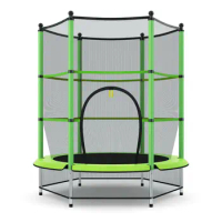 55” Kids Mini Jumping Round Trampoline Exercise W/ Safety Pad Enclosure Combo