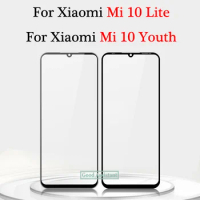 Black 6.57 inch For Xiaomi Mi 10 Lite 5G Global / Mi10 Youth Front Touch Screen Glass Outer Lens Replacement ( no Cable )