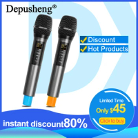 Wireless Microphone Depusheng DX6 UHF Dual Channel System Two Handheld Mic With Echo Treble Bass Bluetooth For Family Outdoor