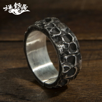 原創 骷髏頭潮男銀飾 S999足銀指環 純銀戒指 個性復古情侶尾戒