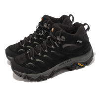 【MERRELL】登山鞋 Moab 3 Mid GTX 女鞋 黑 灰 防水 郊山 越野 戶外鞋 Gore-Tex(ML036308)