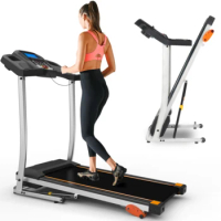 Folding Treadmill 2.5HP 12KM/H, Foldable Home Fitness Equipment with LCD for Walking &amp; Running, Cardio Exercise Machine, 4 Incli