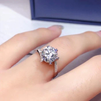 2.3 Gram 18K White Gold Ring for Wedding 1ct VVS Grade D Color Moissanite Gold Ring 100% Real 18K Gold Moissanite Ring