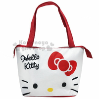 小禮堂 Hello Kitty 尼龍橫式手提袋肩背袋《白紅.大臉》便當袋.野餐袋