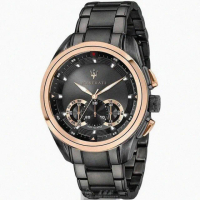 【MASERATI 瑪莎拉蒂】瑪莎拉蒂男錶型號R8873612016(黑玫瑰金色錶面黑錶殼深黑色精鋼錶帶款)