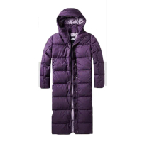 【The North Face】女 WindWall 防風防潑透氣可調節連帽長版羽絨外套.夾克(3VUW-G03 紫色 N)
