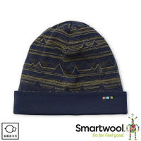 【SmartWool 美國 NTS 250 反摺印花毛帽《深藍幾何山紋》】SW0SC181/針織帽/毛線帽/羊毛帽/保暖帽