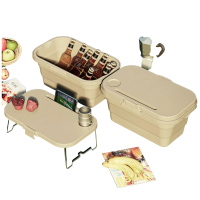【May Shop】日系野餐籃 多功能可折疊便攜大容量小桌提籃 摺疊水桶
