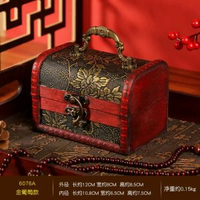 木質水晶包裝盒仿古復古木盒子綠石頭袁大頭收納盒喜糖盒