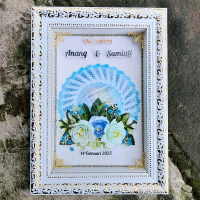 Bingkai mahar nikah bunga artificial bunga peony