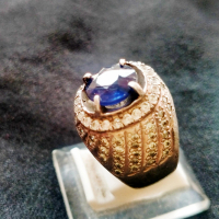 Blue safir shafire cincin batu permata mulia cincin perak