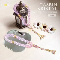 Tasbih Kristal 33 Butir Premium – Bening Pink Biru Hitam | Tasbih Dzikir Elegan Mewah Pink